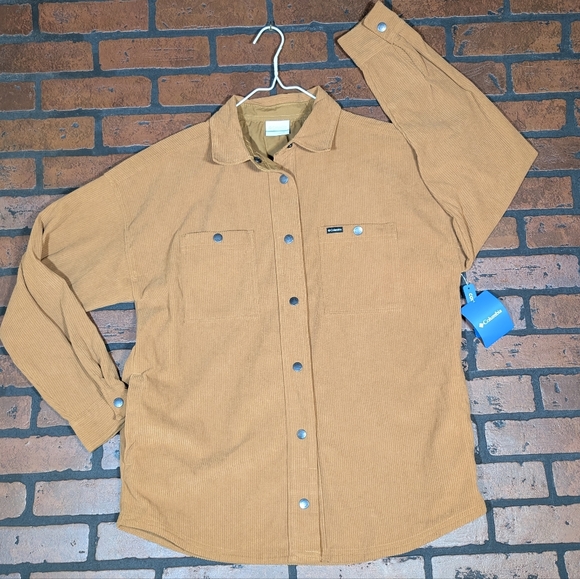 Columbia Women's M Blue Point Creek Corduroy Shirt Jacket - Carhartt Duck Brown - Picture 2 of 12